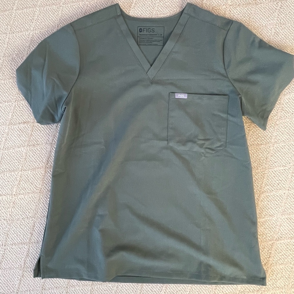 FIGS Olive V-Neck Scrub Top